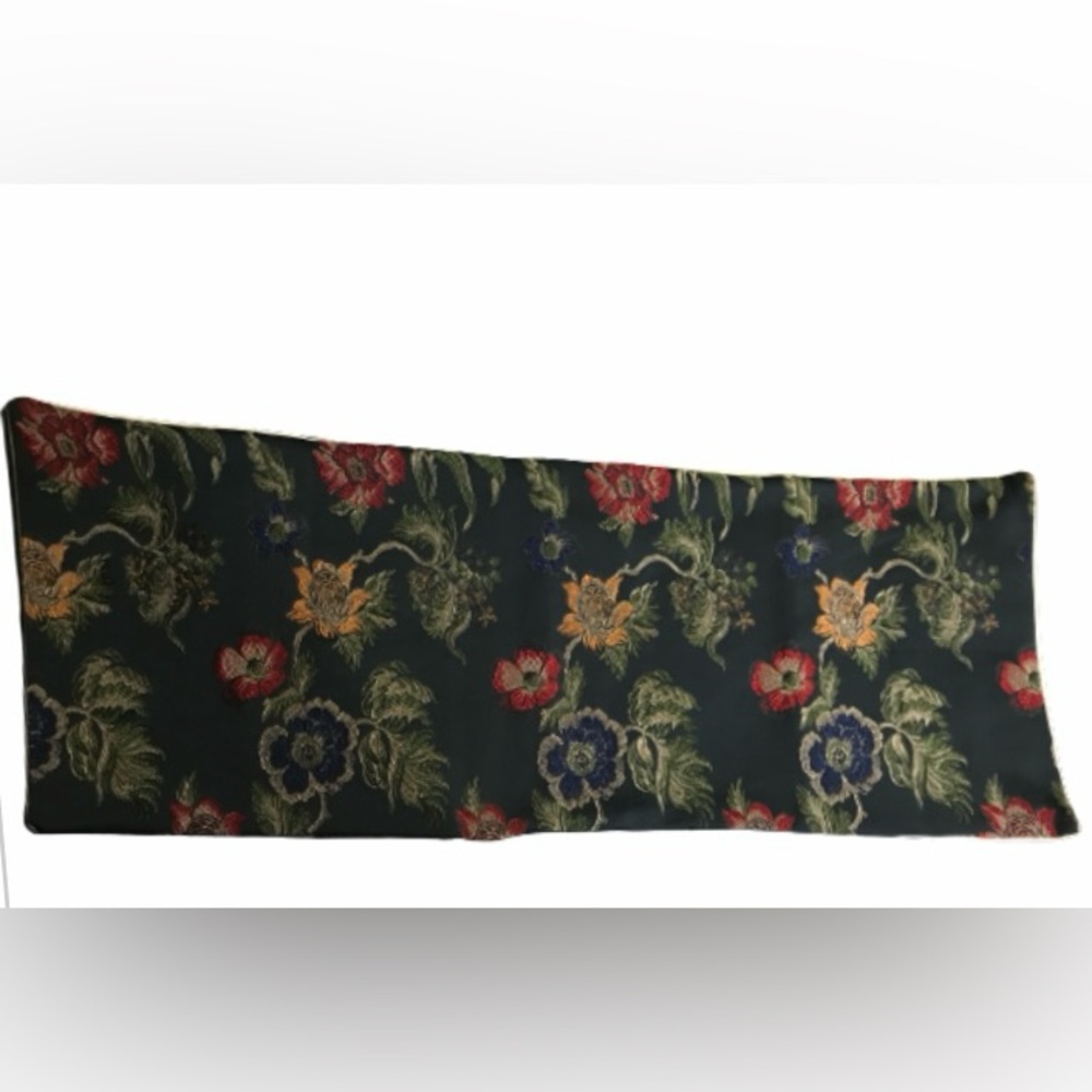 Handmade Embroidered Floral Accent Pillow Sham.- Navy with Multicolor Flowers